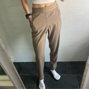 Khaki High-Waisted Straight Leg Pants